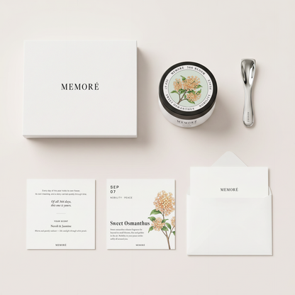 366 Bloom by Memoré — complete gift set with magnetic box, perfumed hand cream, bloom card, and spatula — personalized birthday gift